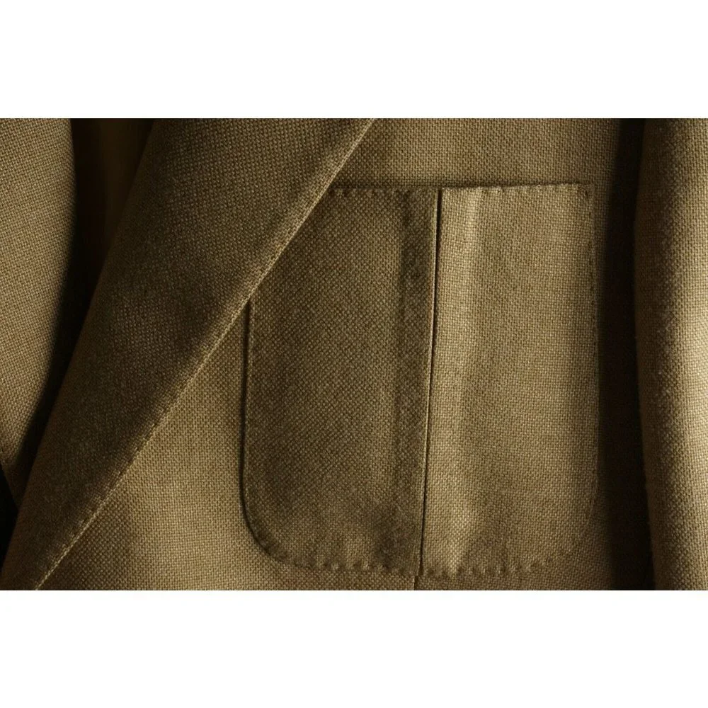 Lanvin Men's 40R Light Brown Woven Wool‎ Notch Lapel Two Metal Button Sport Coat